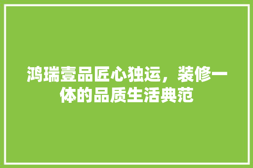 鸿瑞壹品匠心独运，装修一体的品质生活典范  第1张