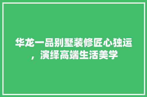 华龙一品别墅装修匠心独运，演绎高端生活美学  第1张