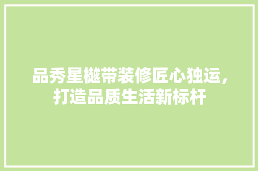 品秀星樾带装修匠心独运，打造品质生活新标杆  第1张