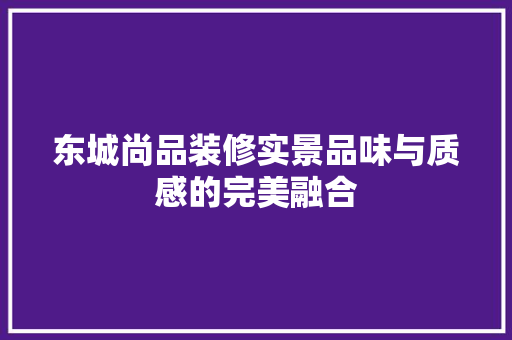 东城尚品装修实景品味与质感的完美融合
