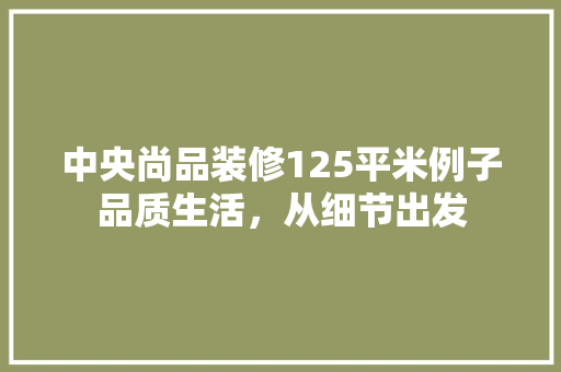 中央尚品装修125平米例子品质生活，从细节出发  第1张