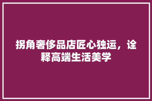 拐角奢侈品店匠心独运，诠释高端生活美学