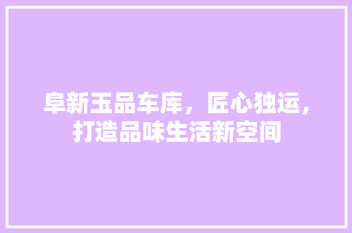 阜新玉品车库，匠心独运，打造品味生活新空间