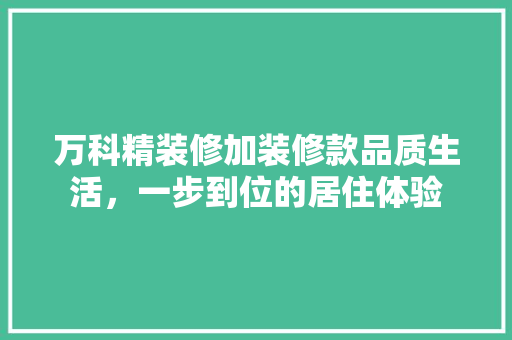 万科精装修加装修款品质生活，一步到位的居住体验