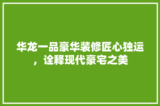 华龙一品豪华装修匠心独运，诠释现代豪宅之美  第1张