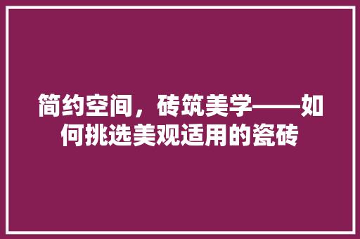 简约空间，砖筑美学——如何挑选美观适用的瓷砖  第1张