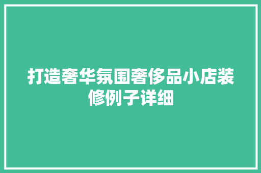 打造奢华氛围奢侈品小店装修例子详细  第1张