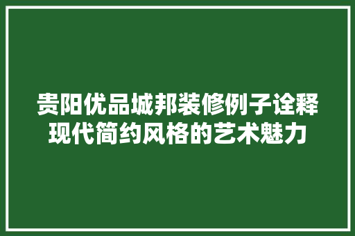贵阳优品城邦装修例子诠释现代简约风格的艺术魅力  第1张