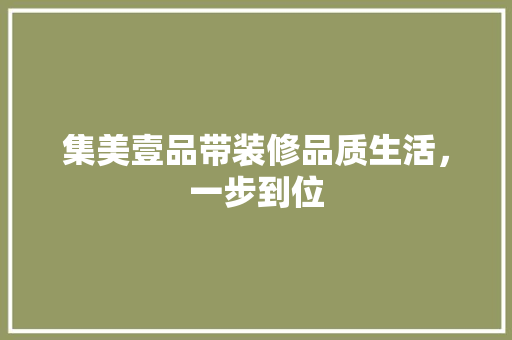 集美壹品带装修品质生活，一步到位
