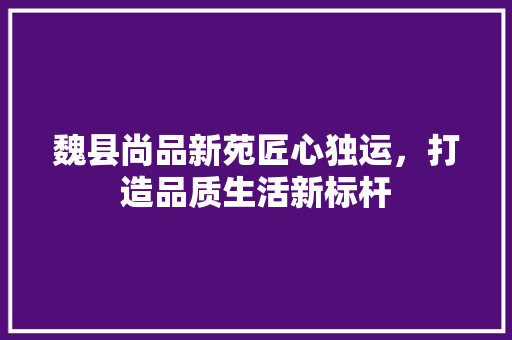 魏县尚品新苑匠心独运，打造品质生活新标杆  第1张