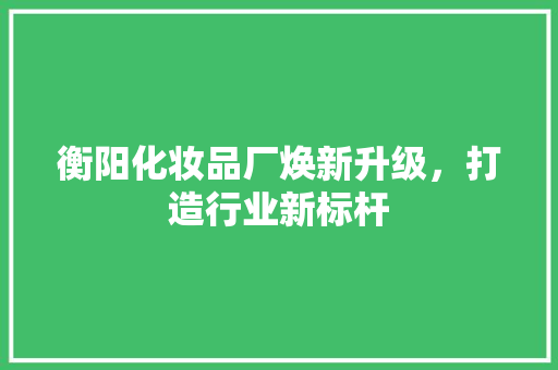 衡阳化妆品厂焕新升级，打造行业新标杆
