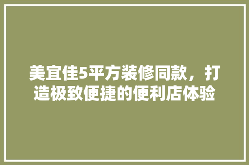 美宜佳5平方装修同款，打造极致便捷的便利店体验