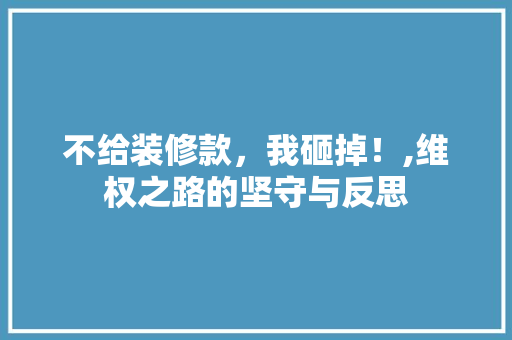 不给装修款，我砸掉！,维权之路的坚守与反思  第1张