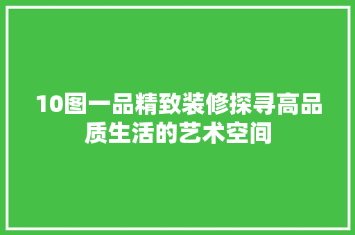 10图一品精致装修探寻高品质生活的艺术空间  第1张