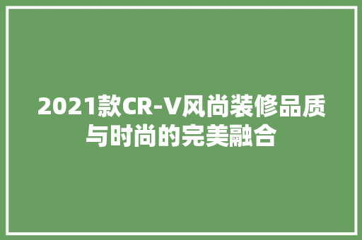 2021款CR-V风尚装修品质与时尚的完美融合  第1张