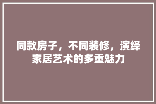 同款房子，不同装修，演绎家居艺术的多重魅力  第1张