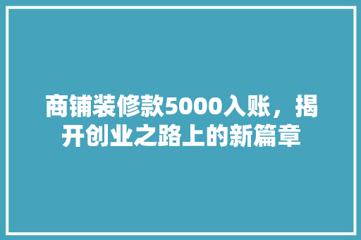 商铺装修款5000入账，揭开创业之路上的新篇章