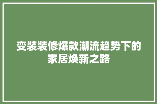 变装装修爆款潮流趋势下的家居焕新之路  第1张
