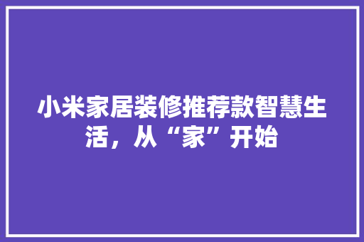 小米家居装修推荐款智慧生活，从“家”开始