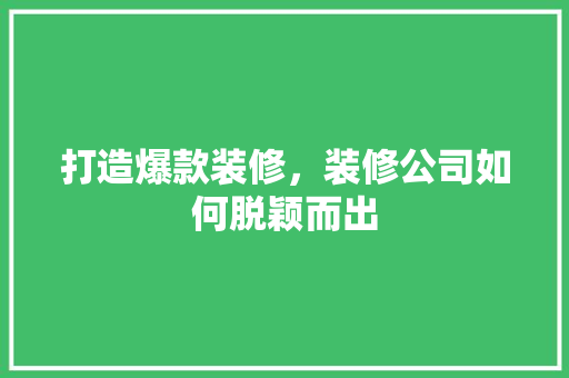 打造爆款装修，装修公司如何脱颖而出