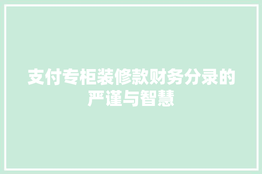支付专柜装修款财务分录的严谨与智慧  第1张