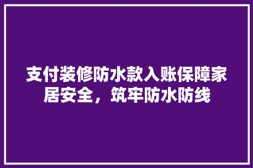 支付装修防水款入账保障家居安全，筑牢防水防线