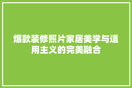 爆款装修照片家居美学与适用主义的完美融合