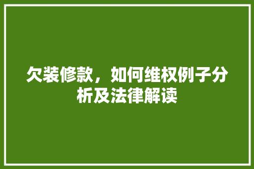 欠装修款，如何维权例子分析及法律解读
