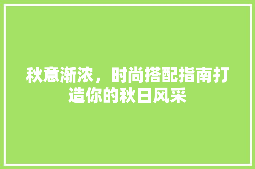 秋意渐浓，时尚搭配指南打造你的秋日风采