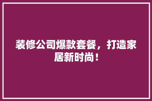 装修公司爆款套餐，打造家居新时尚！  第1张