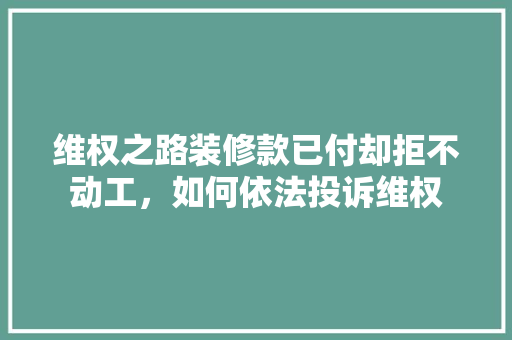 维权之路装修款已付却拒不动工，如何依法投诉维权