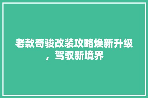 老款奇骏改装攻略焕新升级，驾驭新境界