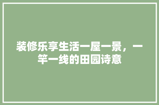 装修乐享生活一屋一景，一竿一线的田园诗意  第1张