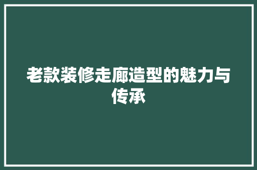老款装修走廊造型的魅力与传承