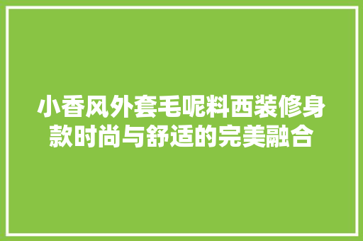 小香风外套毛呢料西装修身款时尚与舒适的完美融合