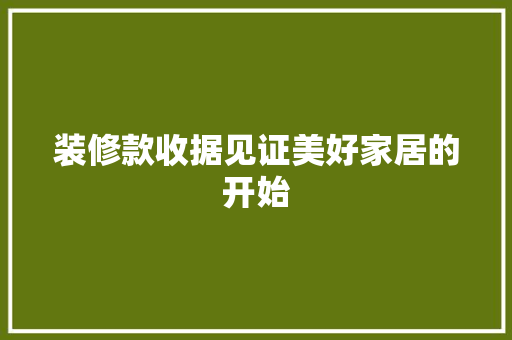 装修款收据见证美好家居的开始