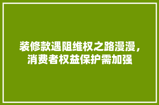装修款遇阻维权之路漫漫，消费者权益保护需加强