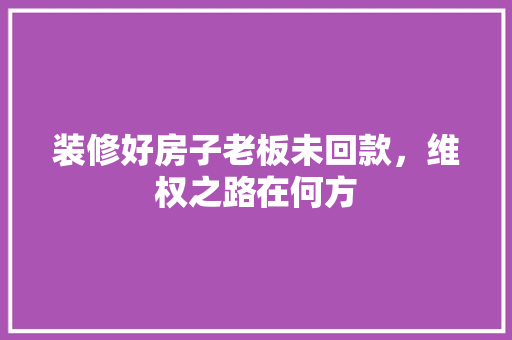 装修好房子老板未回款，维权之路在何方  第1张