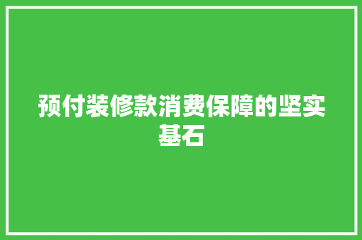 预付装修款消费保障的坚实基石