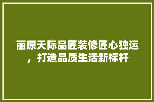 丽原天际品匠装修匠心独运，打造品质生活新标杆  第1张