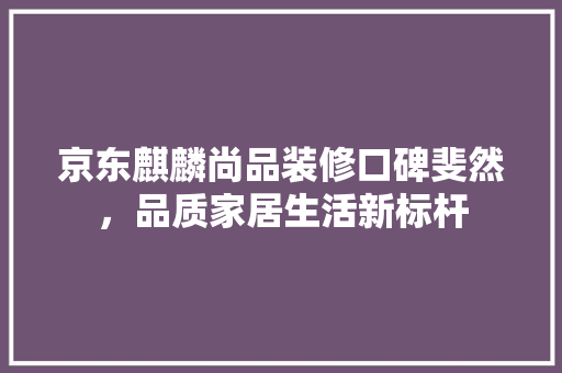 京东麒麟尚品装修口碑斐然，品质家居生活新标杆  第1张