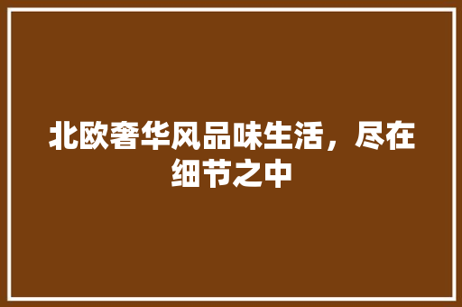 北欧奢华风品味生活，尽在细节之中