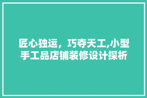 匠心独运，巧夺天工,小型手工品店铺装修设计探析