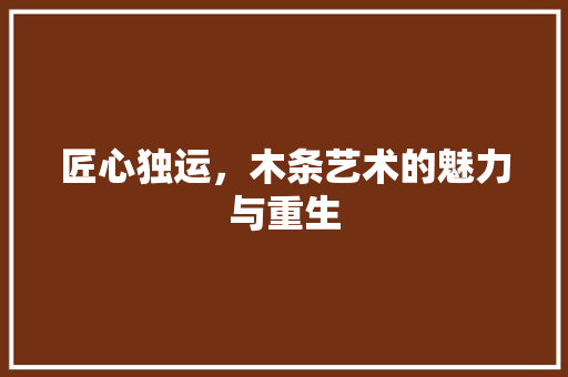 匠心独运，木条艺术的魅力与重生  第1张