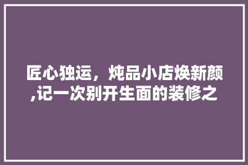 匠心独运，炖品小店焕新颜,记一次别开生面的装修之旅  第1张