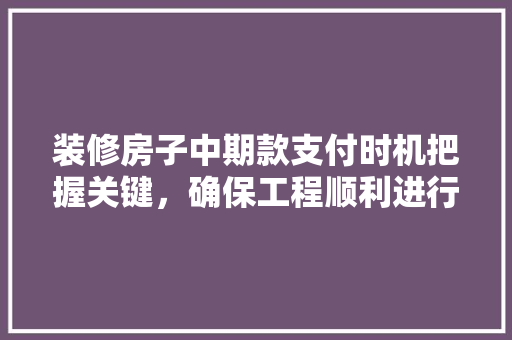 装修房子中期款支付时机把握关键，确保工程顺利进行