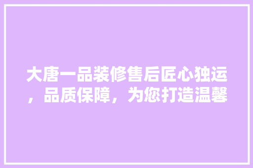 大唐一品装修售后匠心独运，品质保障，为您打造温馨家园