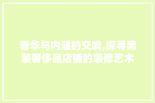 奢华与内涵的交响,探寻男装奢侈品店铺的装修艺术