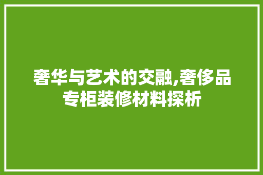 奢华与艺术的交融,奢侈品专柜装修材料探析