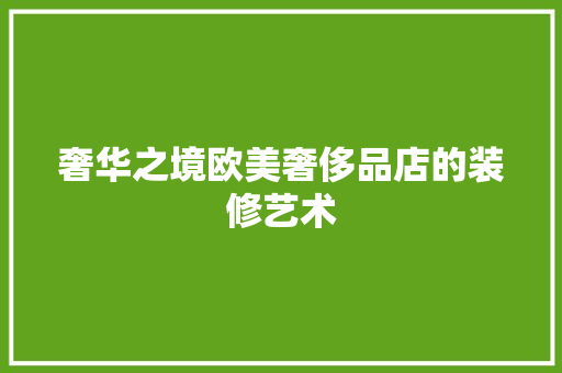 奢华之境欧美奢侈品店的装修艺术